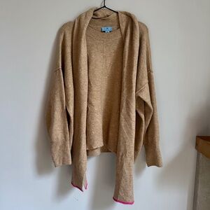CeCe Tan Round Neck Sweater with Scarf